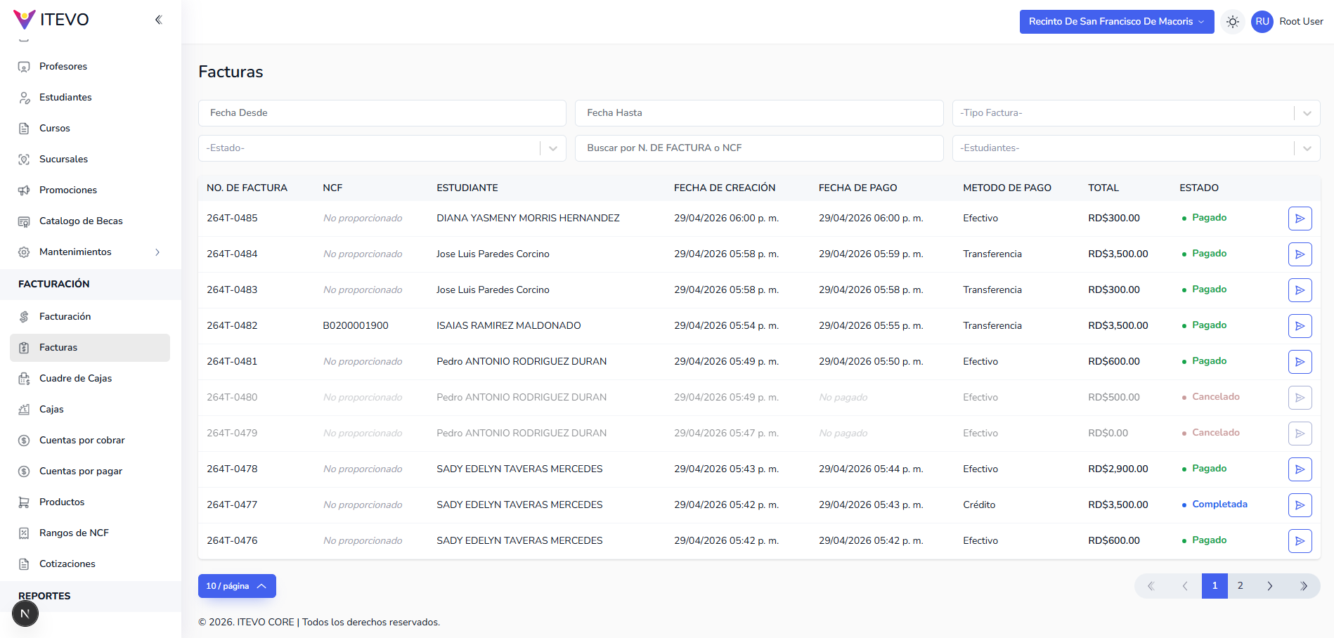 Sistema de gestión académica y financiera screenshot 7