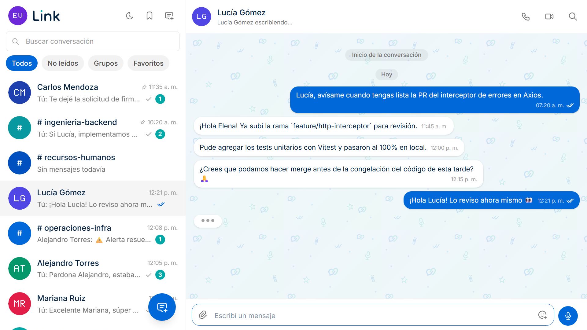 Link: chat interno de código abierto screenshot 2