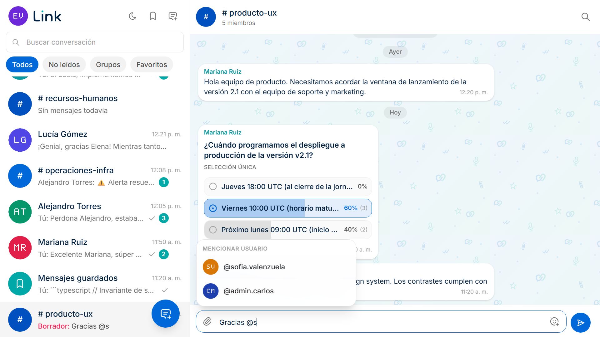 Link: chat interno de código abierto screenshot 5
